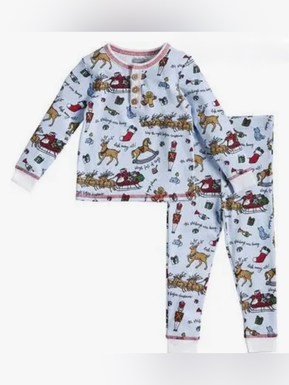 NWT Mud Pie Christmas Reindeer Print Pajama Set